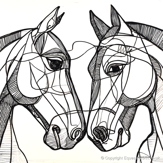 Structural Equine Bond - horse portrait art print and canvas by Conrad Gallagher A.I