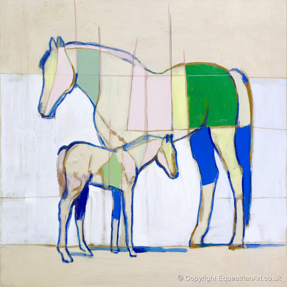Structural Equine Harmony - mare & foal art print and canvas by Miles St. John A.I