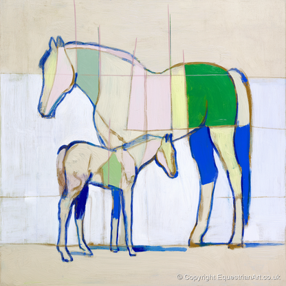 Structural Equine Harmony - mare & foal art print and canvas by Miles St. John A.I