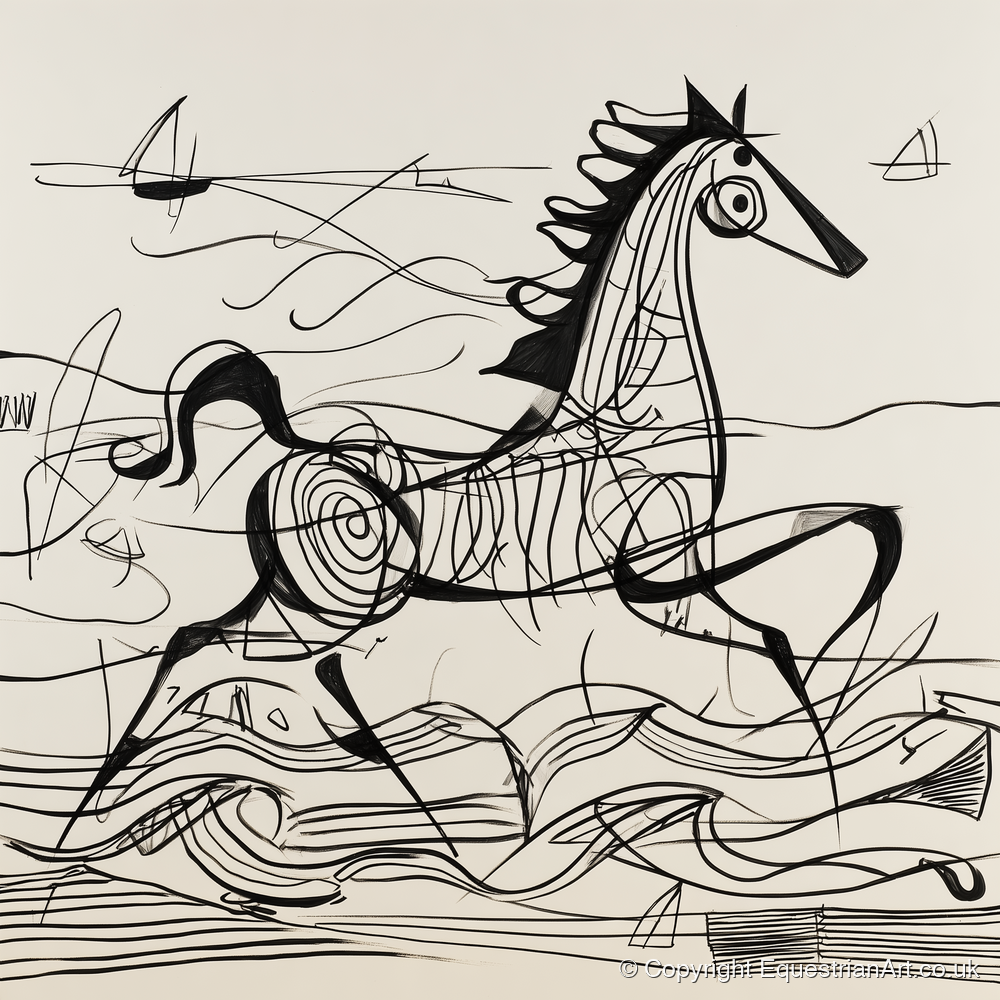 Structural Seaside Canter - beach horse art print and canvas by Conrad Gallagher A.I