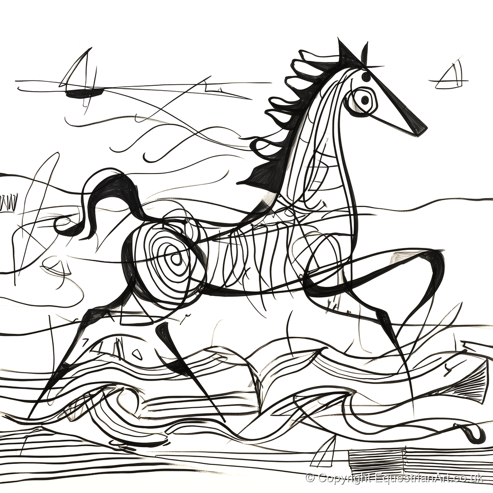 Structural Seaside Canter - beach horse art print and canvas by Conrad Gallagher A.I