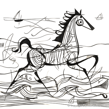 Structural Seaside Canter - beach horse art print and canvas by Conrad Gallagher A.I