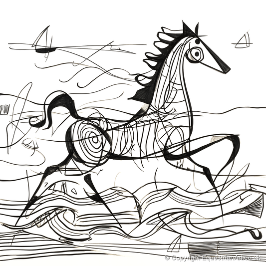 Structural Seaside Canter - beach horse art print and canvas by Conrad Gallagher A.I