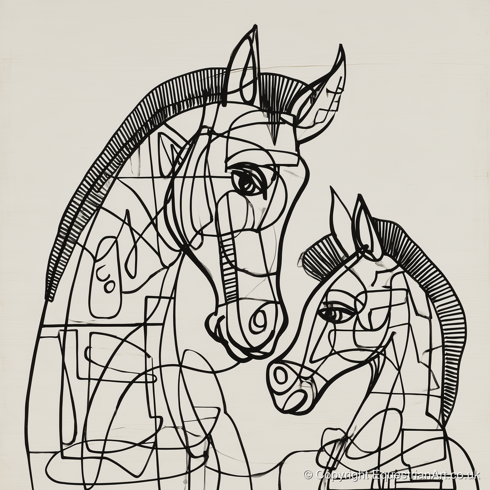 Structured Bond - mare & foal art print and canvas by Conrad Gallagher A.I