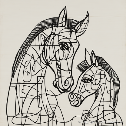 Structured Bond - mare & foal art print and canvas by Conrad Gallagher A.I