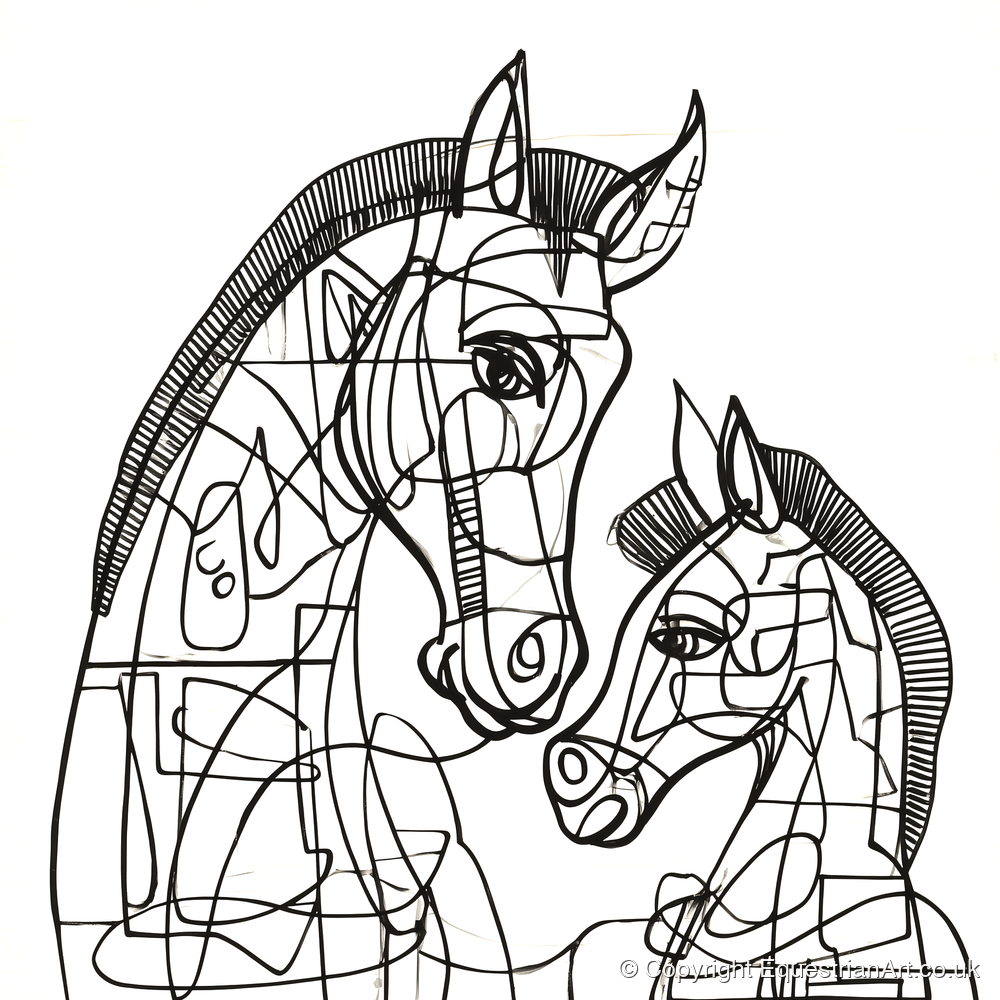Structured Bond - mare & foal art print and canvas by Conrad Gallagher A.I