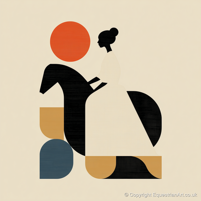 Structured Equestrian Harmony - horse & rider art print and canvas by Oliver Tate A.I
