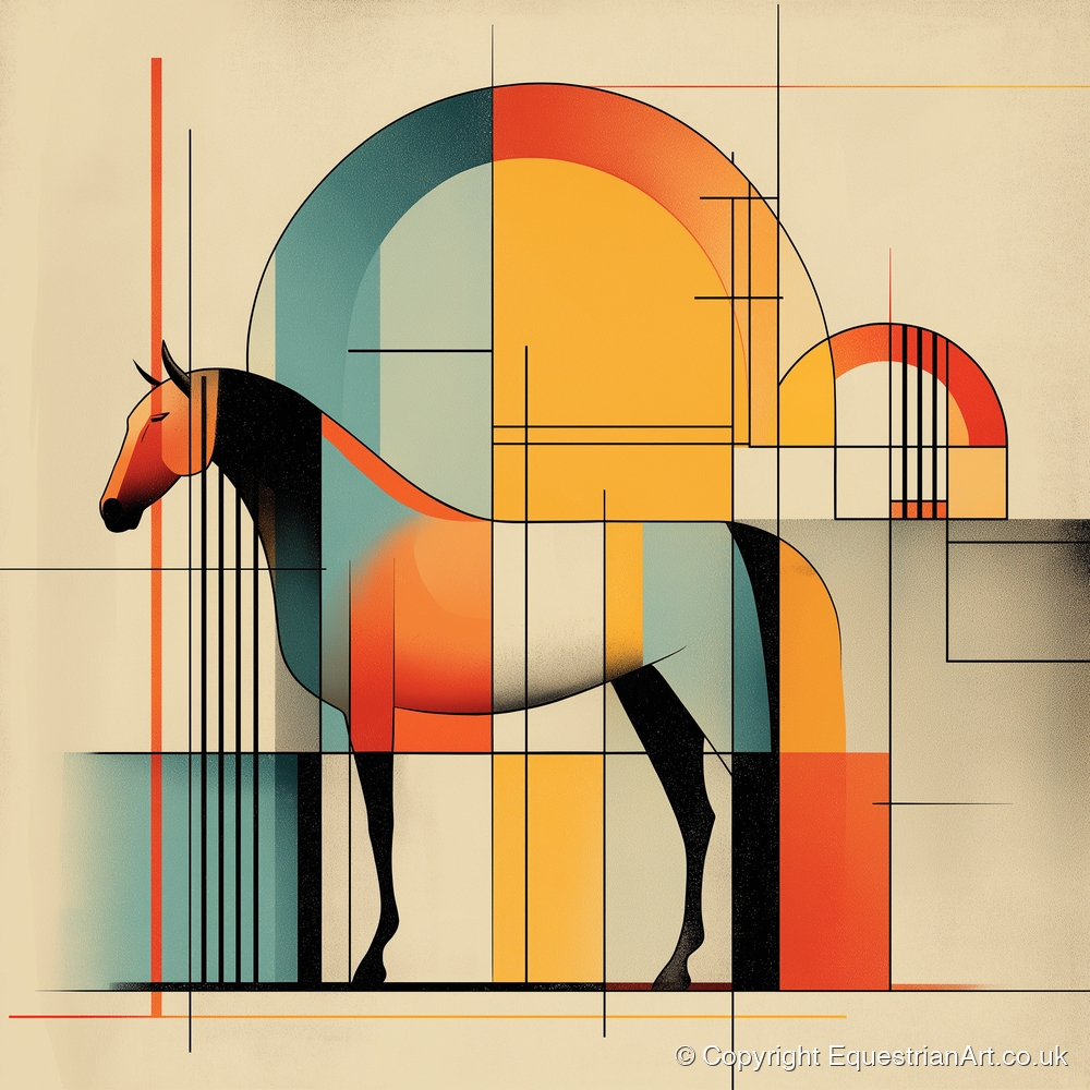 Structured Equine Harmony - horse stable art print and canvas by Dominic Vaughn A.I