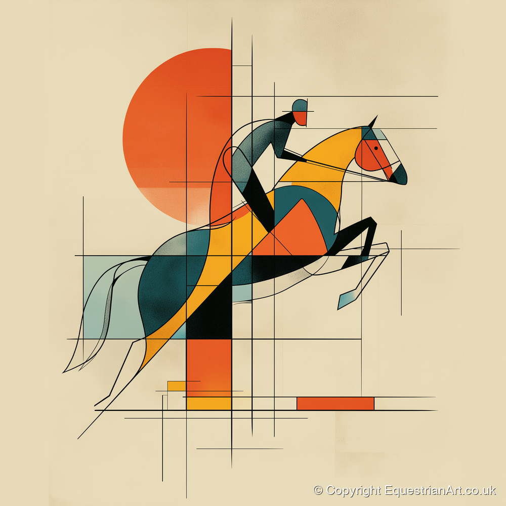 Structured Flight - show jumping horse art print and canvas by Dominic Vaughn A.I