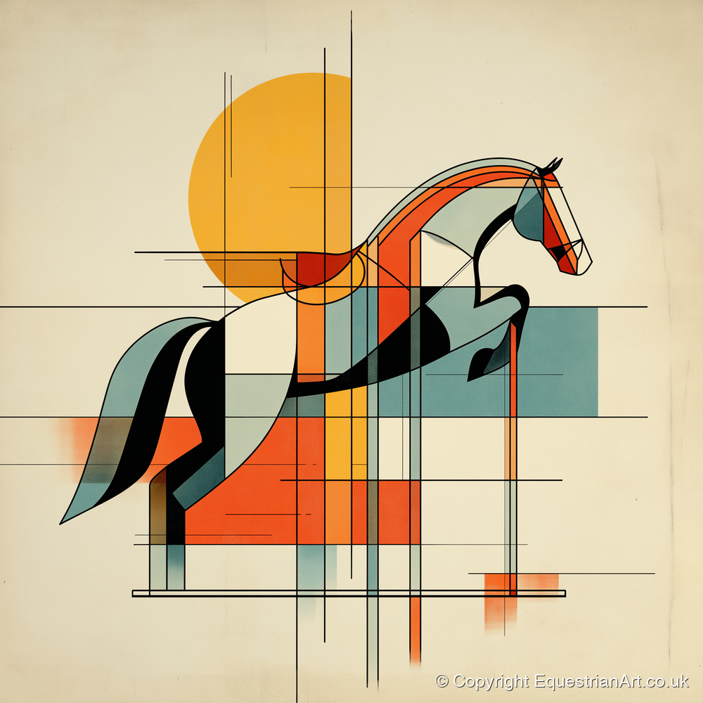 Structured Flight - show jumping horse art print and canvas by Dominic Vaughn A.I