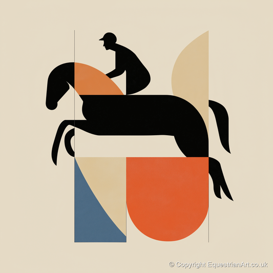 Structured Flight - show jumping horse art print and canvas by Oliver Tate A.I