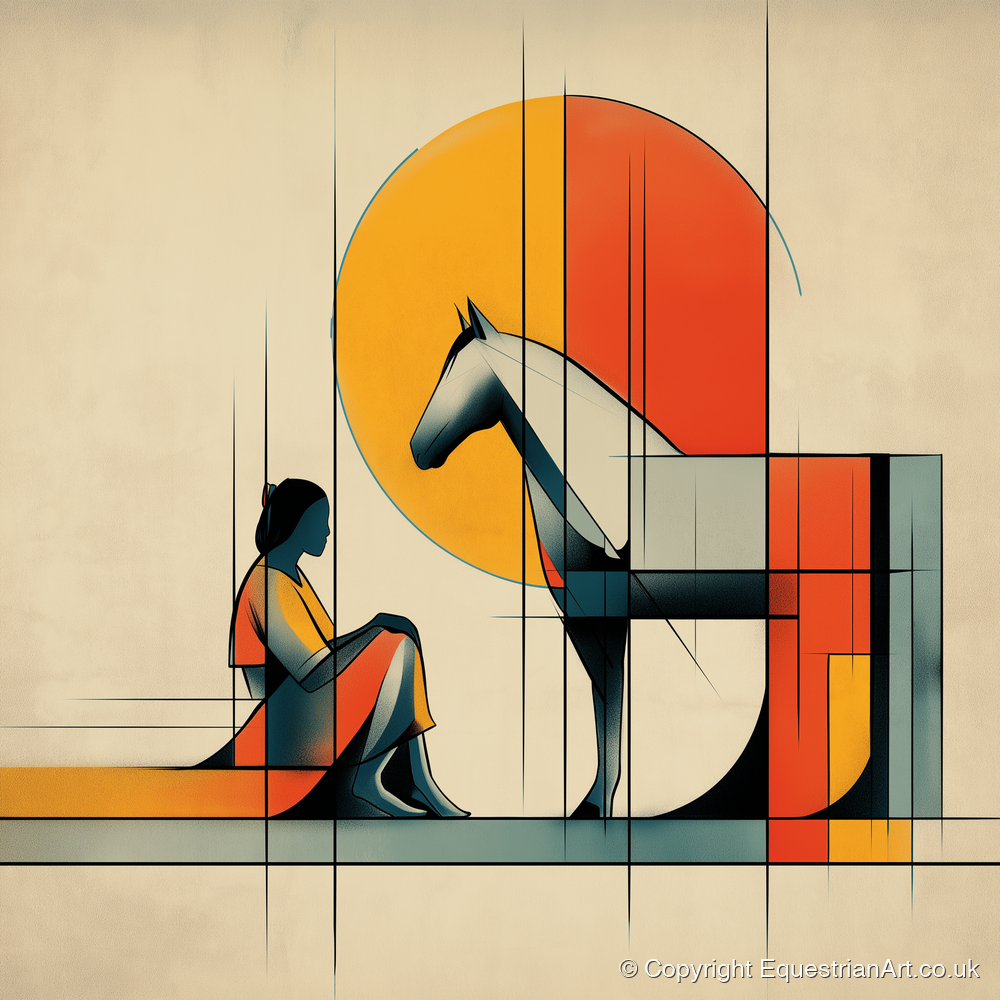 Structured Harmony - horse & rider art print and canvas by Dominic Vaughn A.I