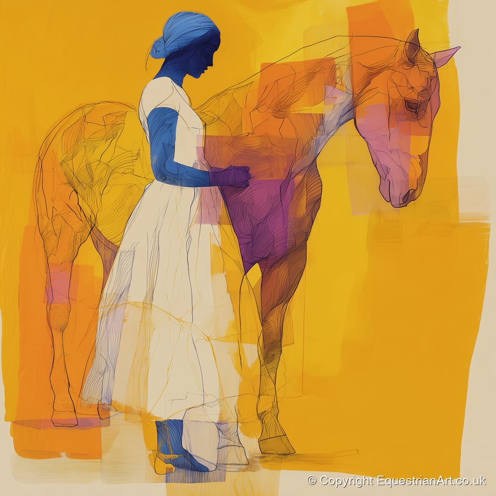 Structured Harmony - horse & rider art print and canvas by Tobias Blake A.I