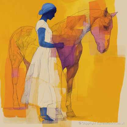 Structured Harmony - horse & rider art print and canvas by Tobias Blake A.I