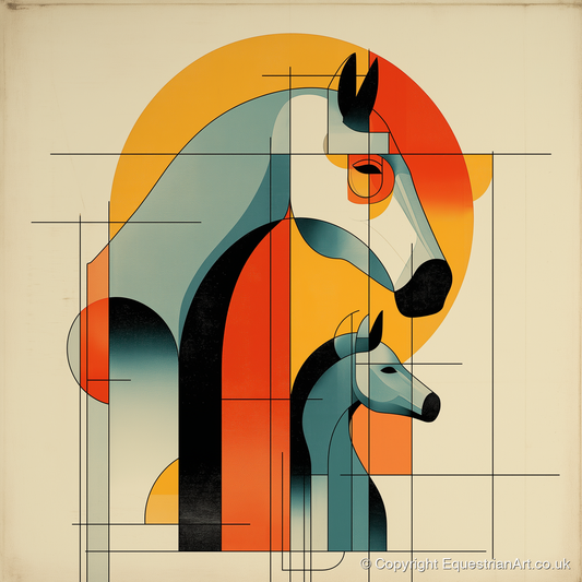 Structured Harmony - mare & foal art print and canvas by Dominic Vaughn A.I