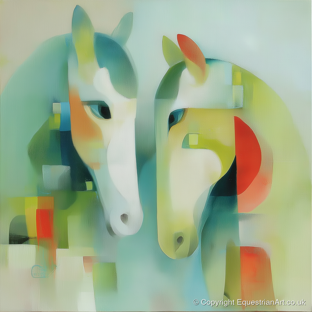 Structured Serenity - horse portrait art print and canvas by Leon Lambert A.I