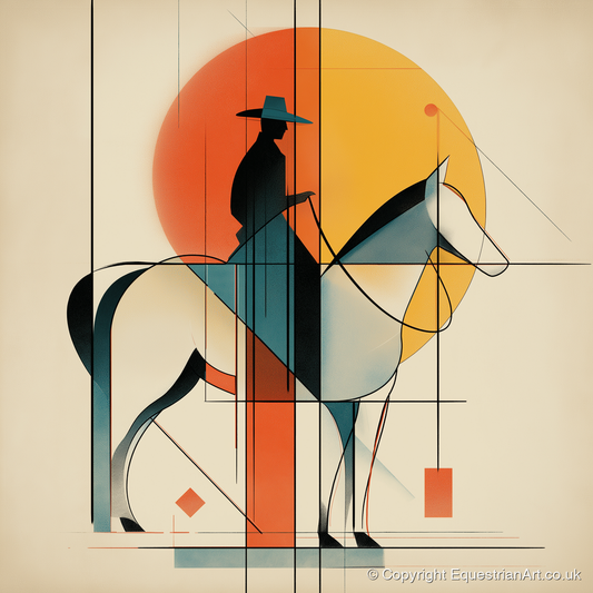 Structured Western Horizon - western horse art print and canvas by Dominic Vaughn A.I
