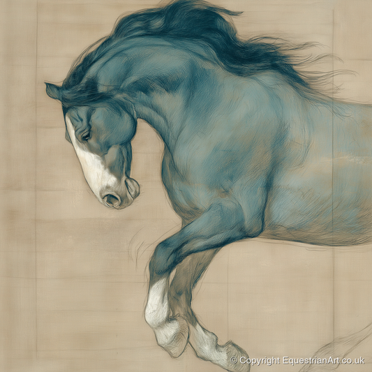 Study in Teal - horse portrait art print and canvas by Clara Pemberton A.I