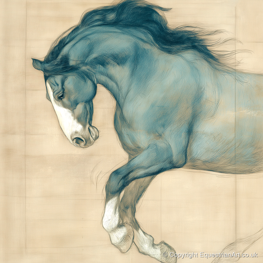Study in Teal - horse portrait art print and canvas by Clara Pemberton A.I