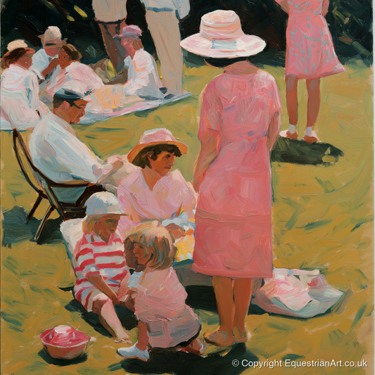 Summer Race Enclosure - racing horse art print and canvas by Florence Hadley A.I