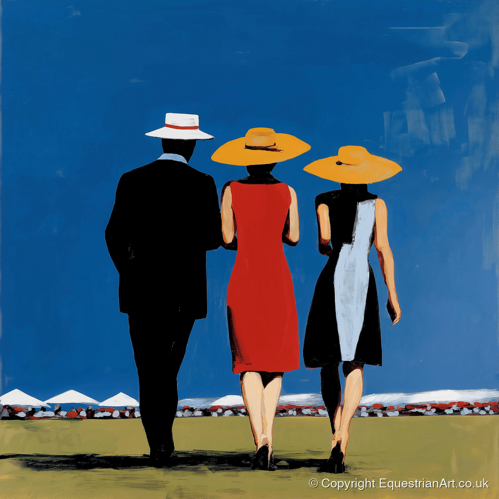 Summer Racing Elegance - racing horse art print and canvas by Vivienne Hartley A.I