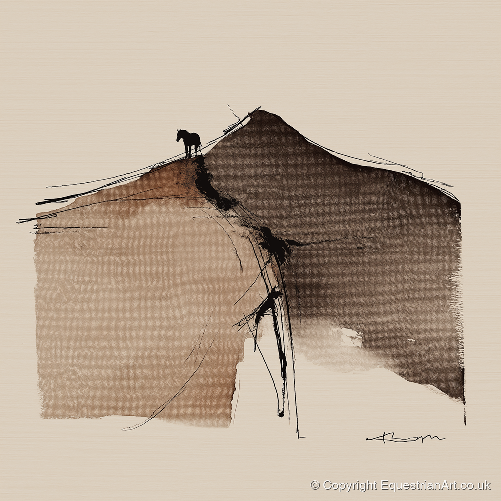 Summit Silhouette - horse landscape art print and canvas by Julian Vance A.I
