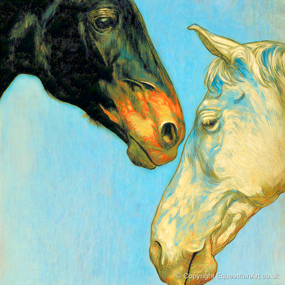 Sun and Shadow - horse portrait art print and canvas by Cecily Warwick A.I
