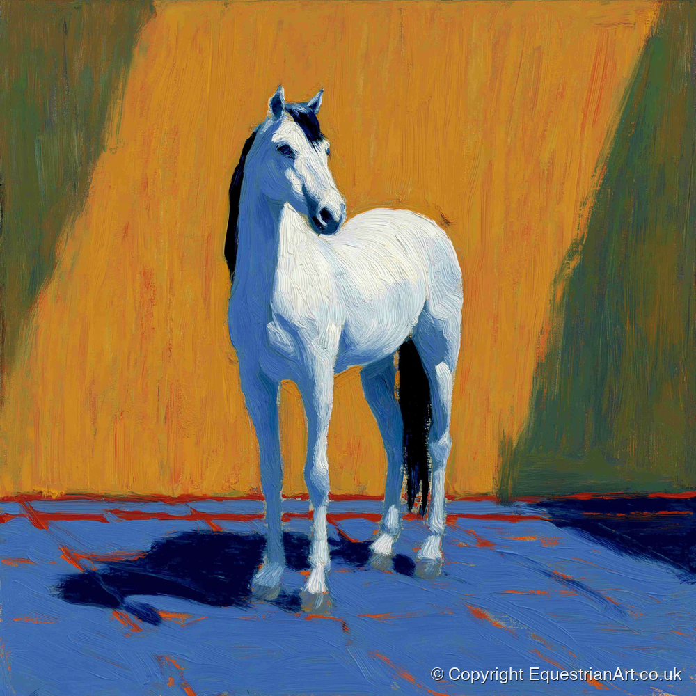 Sun-Drenched White - horse breed art print and canvas by Hugo Beckett A.I