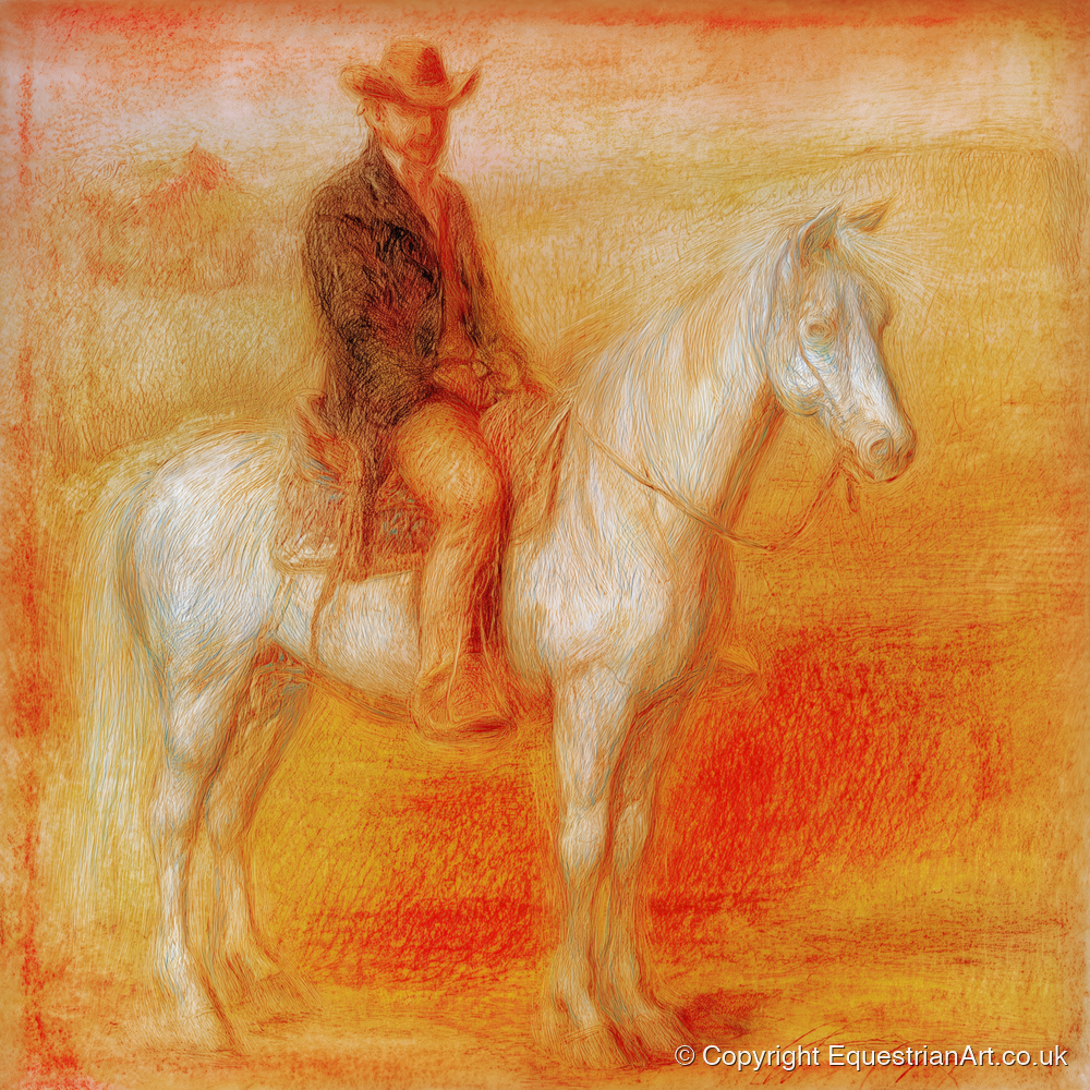 Sunbaked Western Silence - western horse art print and canvas by Douglas Fairley A.I
