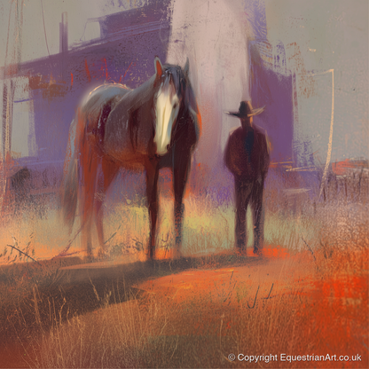 Sundown on the Trail - western horse art print and canvas by Rupert Kingsley A.I