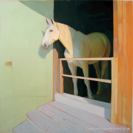 Sunlight and Shadows - horse stable art print and canvas by Emerson Grey A.I