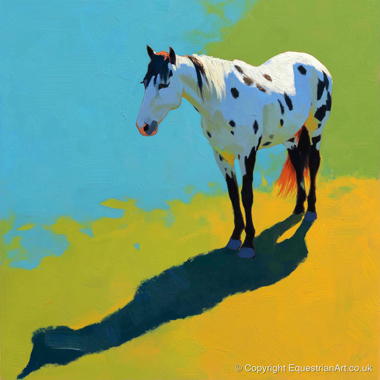 Sunlit Appaloosa Shadow - horse breed art print and canvas by Daphne Morley A.I