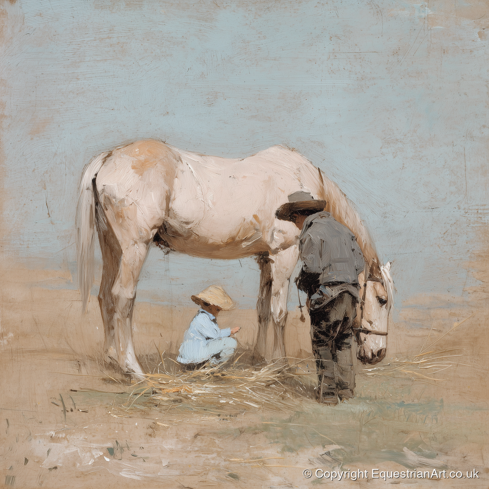 Sunlit Companions - horse & rider art print and canvas by Frederick Lowell A.I