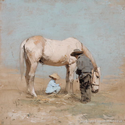 Sunlit Companions - horse & rider art print and canvas by Frederick Lowell A.I