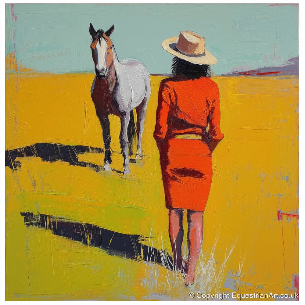 Sunlit Connection - horse & rider art print and canvas by Victor Beaumont A.I