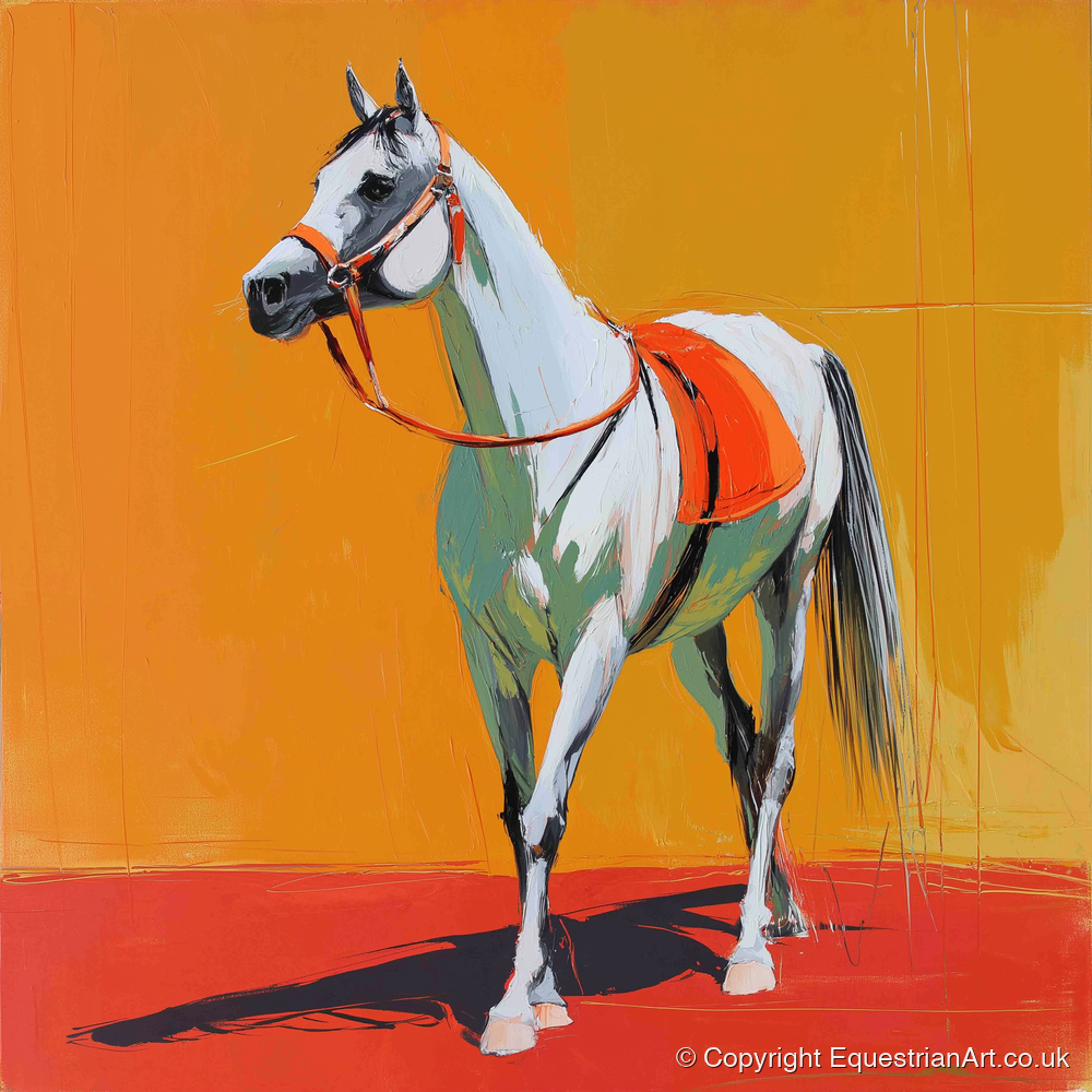 Sunlit Grey Arabian - horse breed art print and canvas by Victor Beaumont A.I