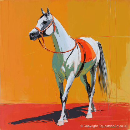 Sunlit Grey Arabian - horse breed art print and canvas by Victor Beaumont A.I