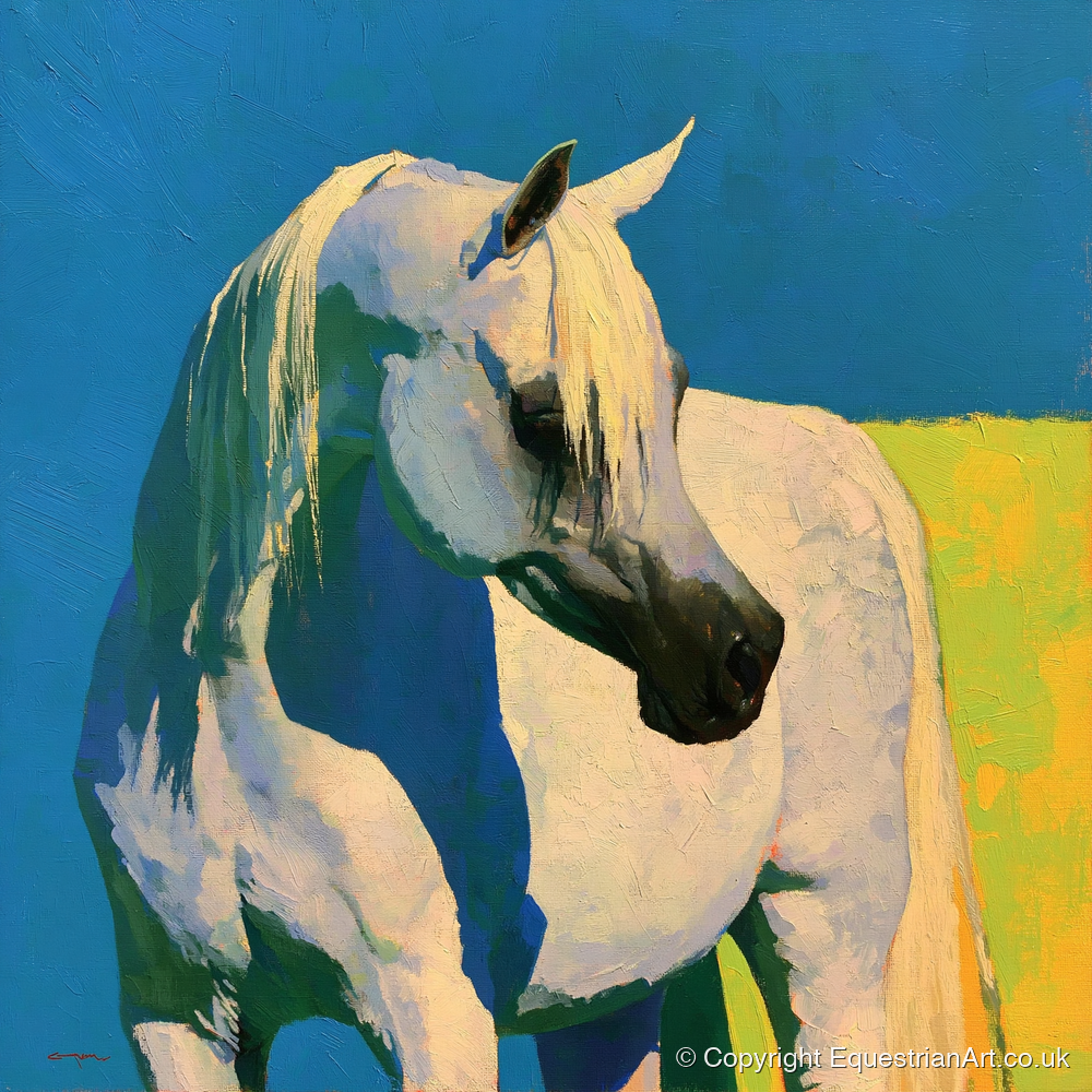 Sunlit Grey Arabian Horse - horse breed art print and canvas by Daphne Morley A.I