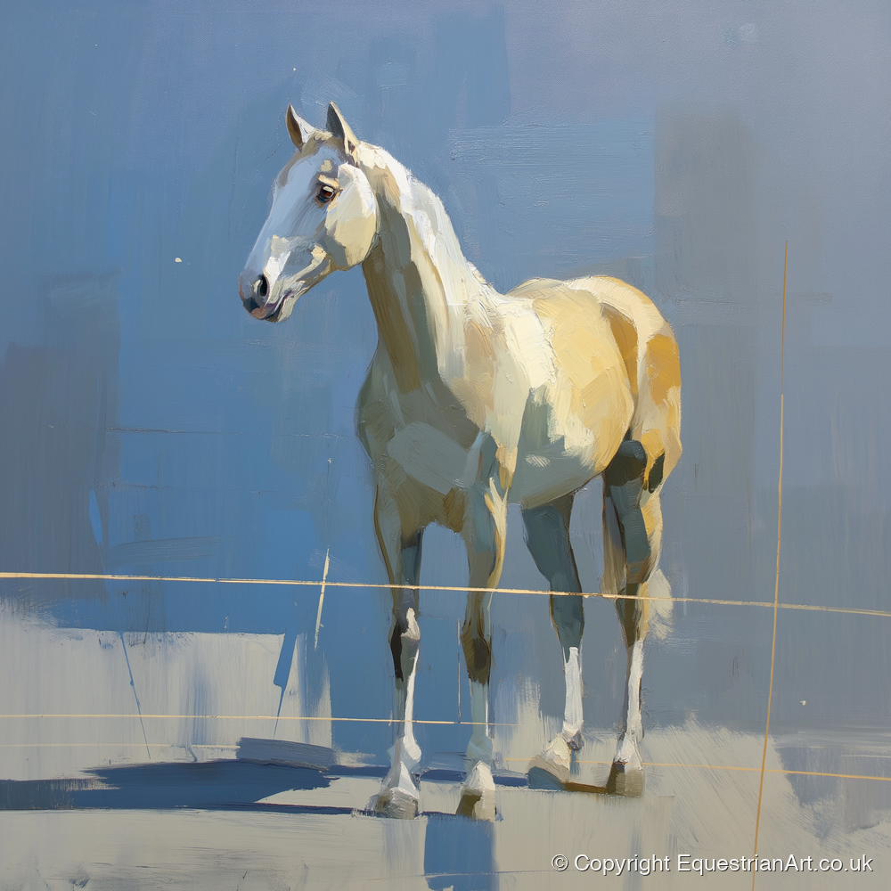 Sunlit Grey on Slate - horse portrait art print and canvas by Elias Thorne A.I
