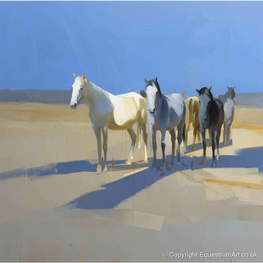 Sunlit High Plains - wild horses art print and canvas by Elias Thorne A.I