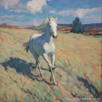 Sunlit Meadow Gallop - wild horses art print and canvas by Edgar Whitmore A.I