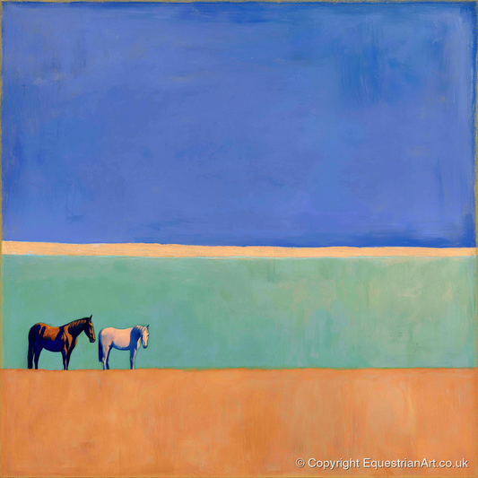 Sunlit Plain - horse landscape art print and canvas by Lydia Thornton A.I