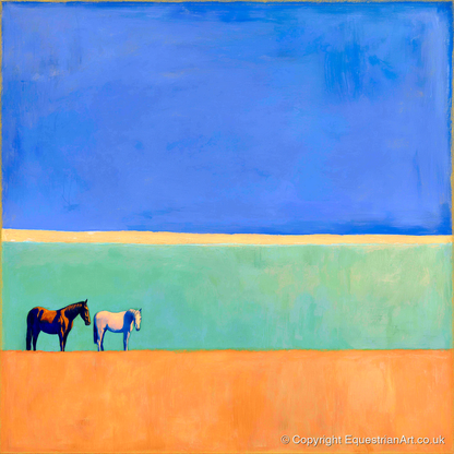 Sunlit Plain - horse landscape art print and canvas by Lydia Thornton A.I