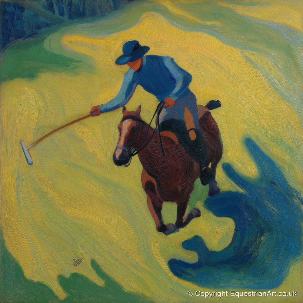 Sunlit Polo Swing - polo horse art print and canvas by Rowan Sinclair A.I