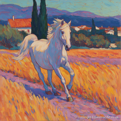 Sunlit Provincial Grey - horse breed art print and canvas by Celia Harding A.I