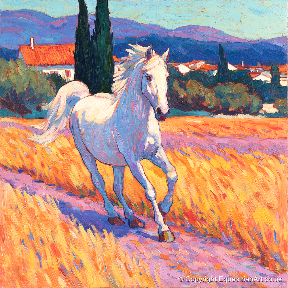 Sunlit Provincial Grey - horse breed art print and canvas by Celia Harding A.I