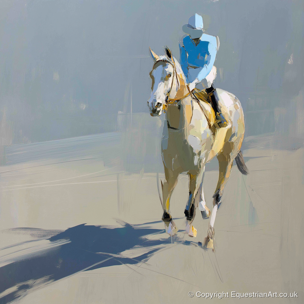 Sunlit Racing Grey - racing horse art print and canvas by Elias Thorne A.I