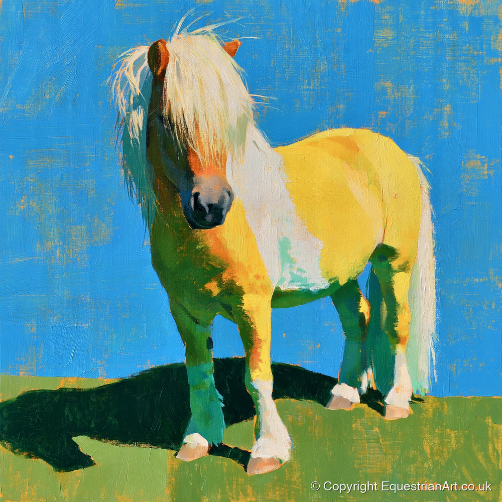 Sunlit Shetland Pony Portrait - horse breed art print and canvas by Daphne Morley A.I