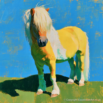 Sunlit Shetland Pony Portrait - horse breed art print and canvas by Daphne Morley A.I