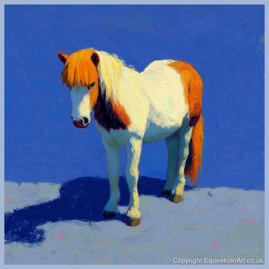 Sunlit Skewbald Pony - horse breed art print and canvas by Hugo Beckett A.I